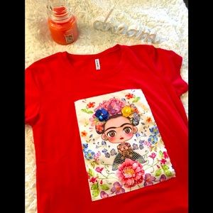 Red women blouse with beautiful picture